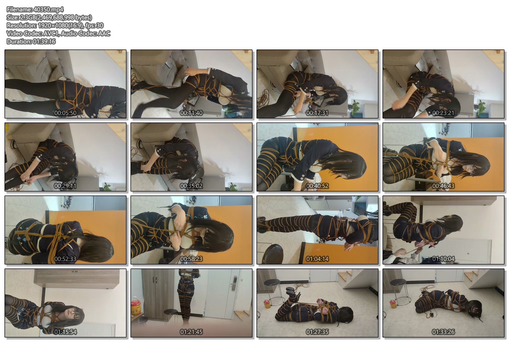 40350----【此间鸽者】黑长直御姐自缚，随后被人破门而入偷袭，用绳子加固后绑成驷马.jpg
