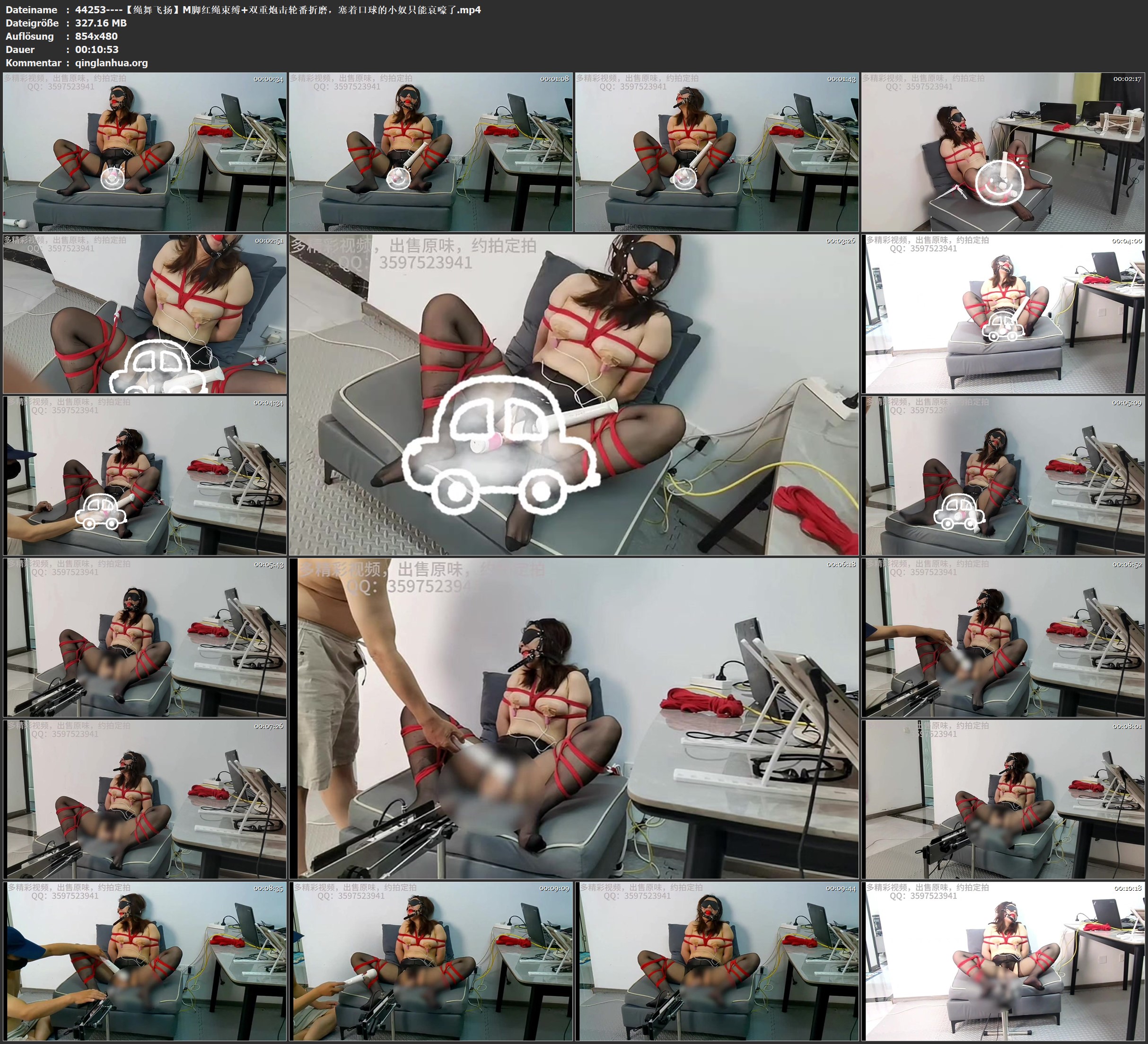 44253----【绳舞飞扬】M脚红绳束缚 双重炮击轮番折磨，塞着口球的小奴只能哀嚎了.jpg