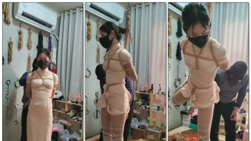 【江山原创】文慧修身旗袍，异样丝袜高跟，吊缚配棒棒