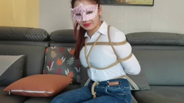 【一绳所爱】欢绳艺的女孩来店里体验捆绑，聊天很开心，体验很开心