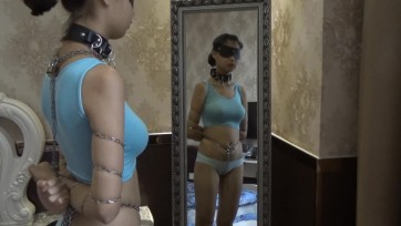 【随心】小M 蓝色小背心铁链五花大绑浴室冲澡 湿身诱惑 绝妙好身材尽显