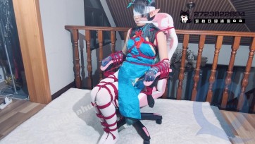 【BadCat】【明日方舟 夕 旗袍cos】【妙妙 嫌弃脸 椅子上紧缚放置 挣扎 全程袜子塞嘴 蒙眼 坐姿紧缚放置 半小时挣脱尝试】