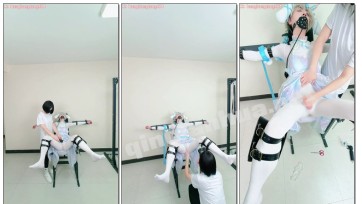【糖糖工作室】（奴下奴重口调教）妇科检查椅固定TK挠痒+双伪娘接力震动棒，顽固伪娘最终被迫膏潮喷射