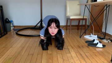 【玩奴原创】超高速sp调教美少女人形犬欣妍，口水囚徒，铁笼监禁完全固定！