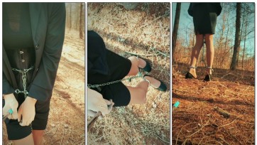 【丝妹vv】野外肉丝职业裙高跟自缚挑战