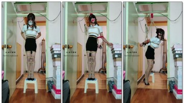 【坎喵】绝望的自缚-OL后手直臂马具口球悬吊