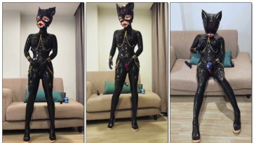 【夏】全包黑胶猫猫头kigurumi红牛呼吸抑制榨