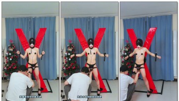 【糖糖工作室】《伪娘小糖极限惩罚台！超长钢鞭插入+X架拘束+平板锁强高+精油涂身+夺命电击》