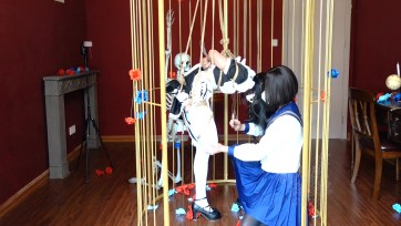 【叶沫沫】“面罩少女与翻花绳”第五期，第一部分（白丝吊缚）