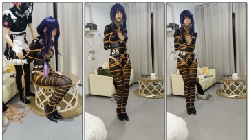 【此间鸽者】紧身皮衣COS雷电将军紧缚户外露出脱缚逃跑挑战