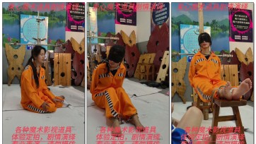 【束心工作室】兰兰和小雨扮演女囚剧情，女囚直接相互霸凌，有手拷脚镣，项圈牵引，口枷，老虎凳，挠脚心等情节，上集